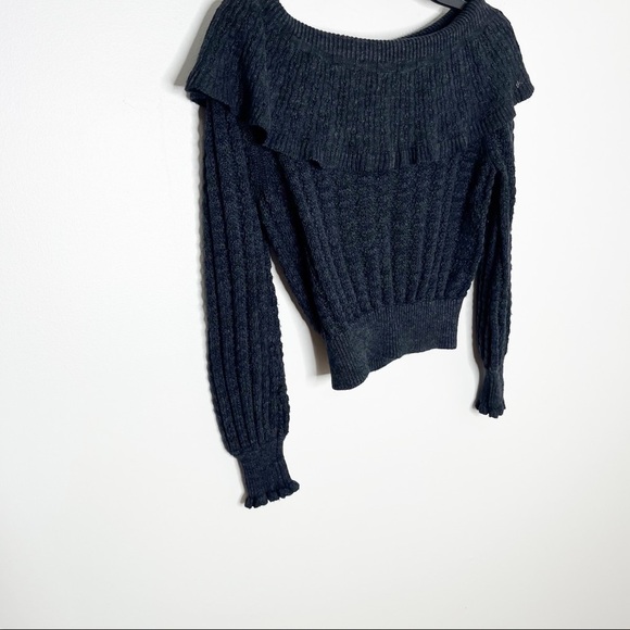 Free People Black Knit Off The Shoulder Sweater Size XS - Picture 6 of 9
